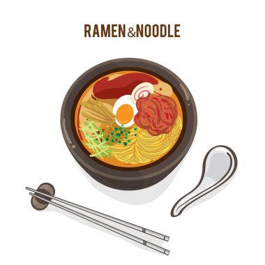 Gıda vektör Japon şehriye Ramen mutfağının çorba nesnesi