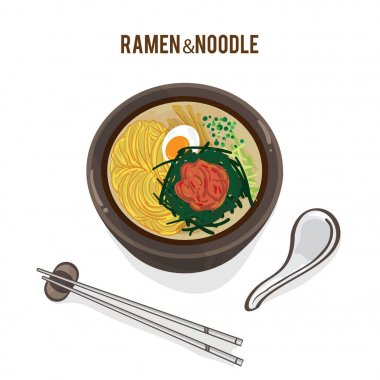Gıda vektör Japon şehriye Ramen mutfağının çorba nesnesi