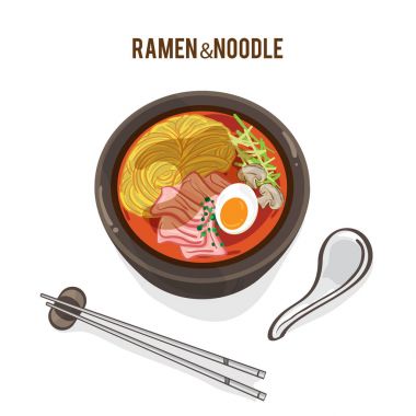 Gıda vektör Japon şehriye Ramen mutfağının çorba nesnesi