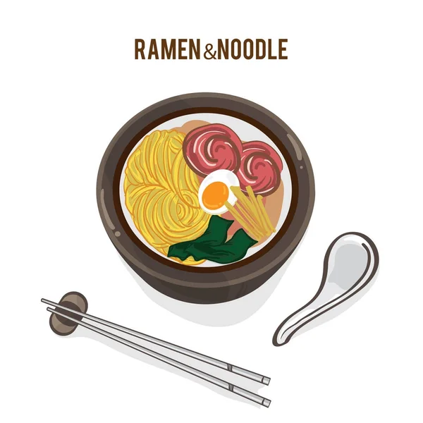 Вектор питания японская лапша Рамен кухня суп объект — стоковый вектор