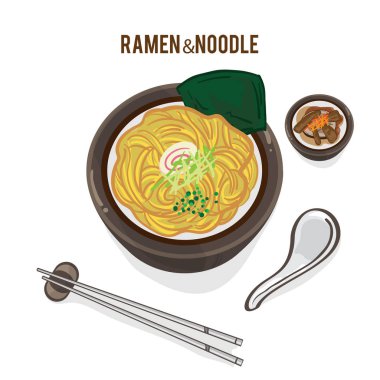 Gıda vektör Japon şehriye Ramen mutfağının çorba nesnesi