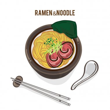 Gıda vektör Japon şehriye Ramen mutfağının çorba nesnesi