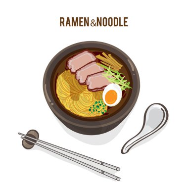 Gıda vektör Japon şehriye Ramen mutfağının çorba nesnesi