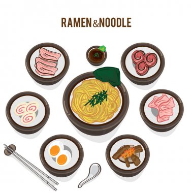 Gıda vektör Japon şehriye Ramen mutfağının çorba nesnesi
