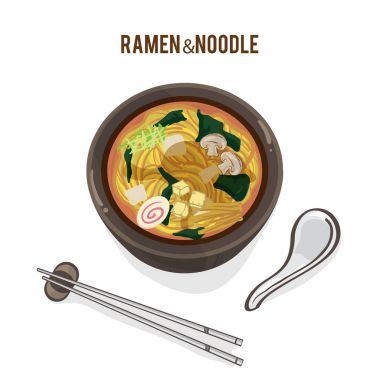 Gıda vektör Japon şehriye Ramen mutfağının çorba nesnesi