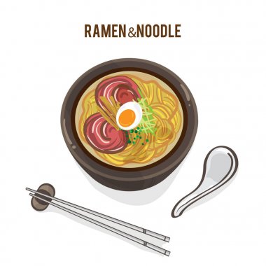Gıda vektör Japon şehriye Ramen mutfağının çorba nesnesi