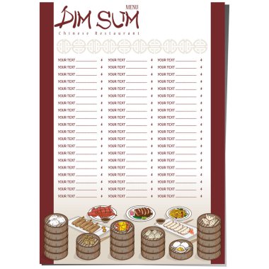 Menü dim sum Çin yemeği Restoran şablon tasarımı