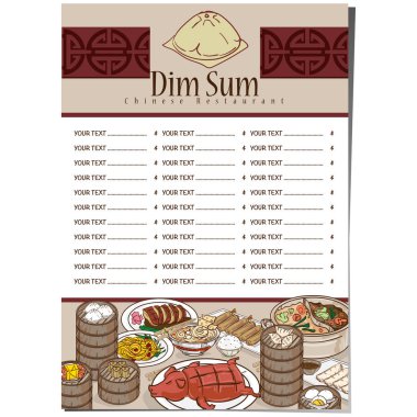 Menü dim sum Çin yemeği Restoran şablon tasarımı