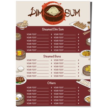 Menü dim sum Çin yemeği Restoran şablon tasarımı