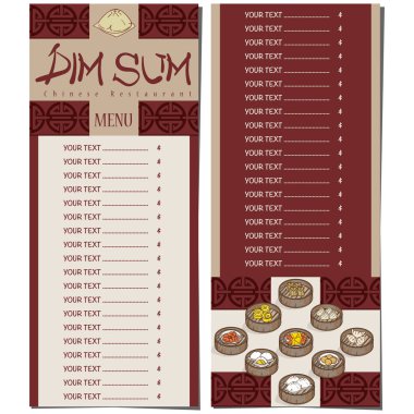 Menü dim sum Çin yemeği Restoran şablon tasarımı