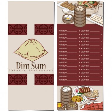 Menü dim sum Çin yemeği Restoran şablon tasarımı