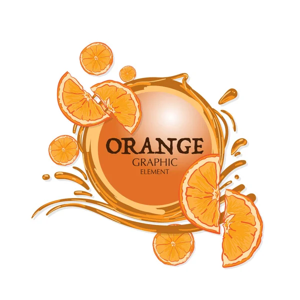 Fruta Naranja Elemento Gráfico Diseño Logo Clave Visual Agua Salpicadura — Vector de stock