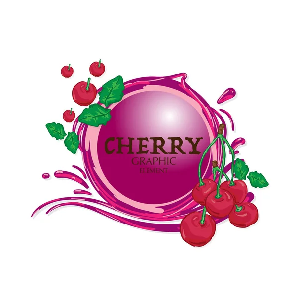 Fruta Cereza Elemento Gráfico Diseño Logo Clave Visual Agua Salpicadura — Vector de stock