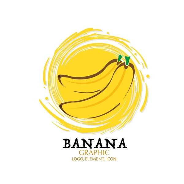 Frukt Banan Grafikelement Design Logo Viktiga Visuella Vatten Stänk Bakgrund — Stock vektor