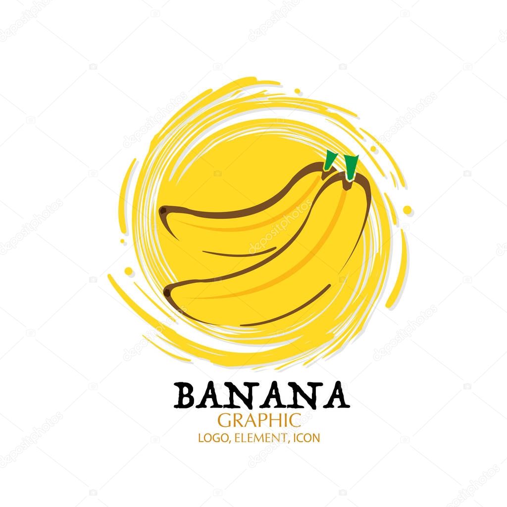 Fruit banana graphic element design logo key visual water splash background