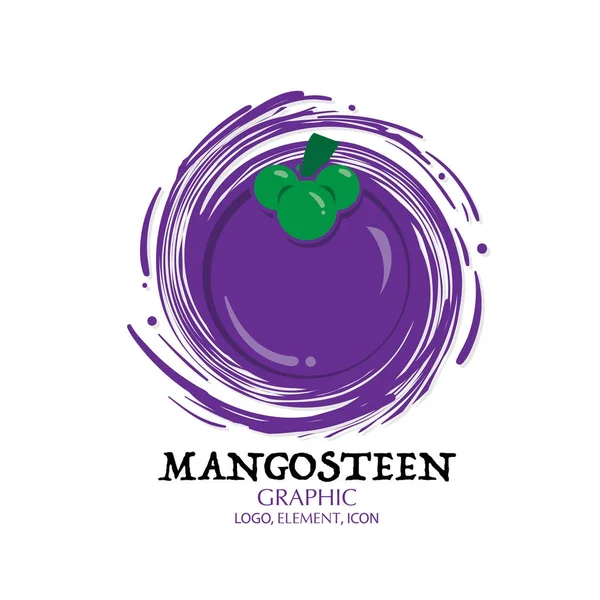 Frukt Mangostan Grafikelement Design Logo Viktiga Visuella Vatten Stänk Bakgrund — Stock vektor