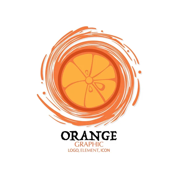 Frukt Orange Grafikelement Design Logo Viktiga Visuella Vatten Stänk Bakgrund — Stock vektor