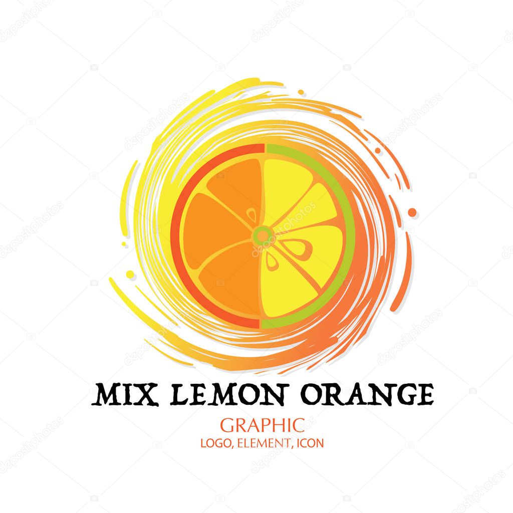 fruit mix lemon orange graphic element design logo key visual water splash background