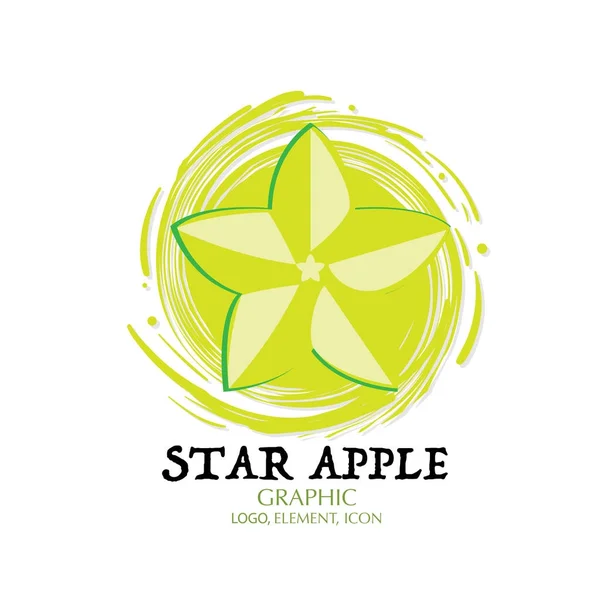 Frukt Star Apple Grafikelement Design Logo Viktiga Visuella Vatten Stänk — Stock vektor