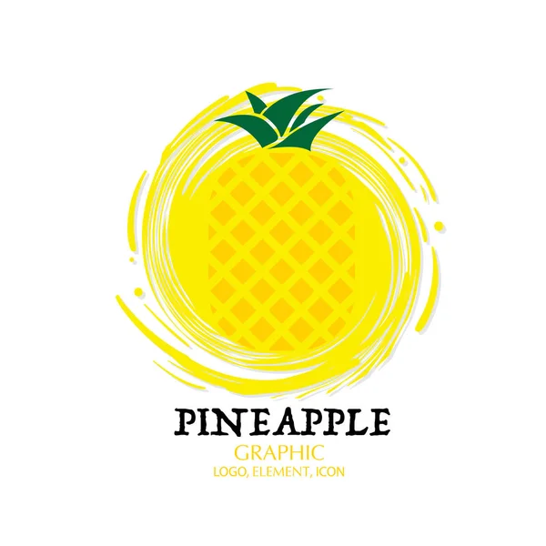 Frukt Ananas Grafikelement Design Logo Viktiga Visuella Vatten Stänk Bakgrund — Stock vektor