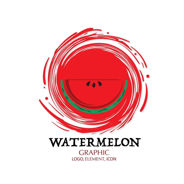 Frukt Vattenmelon Grafikelement Design Logo Viktiga Visuella Vatten Stänk Bakgrund — Stock vektor