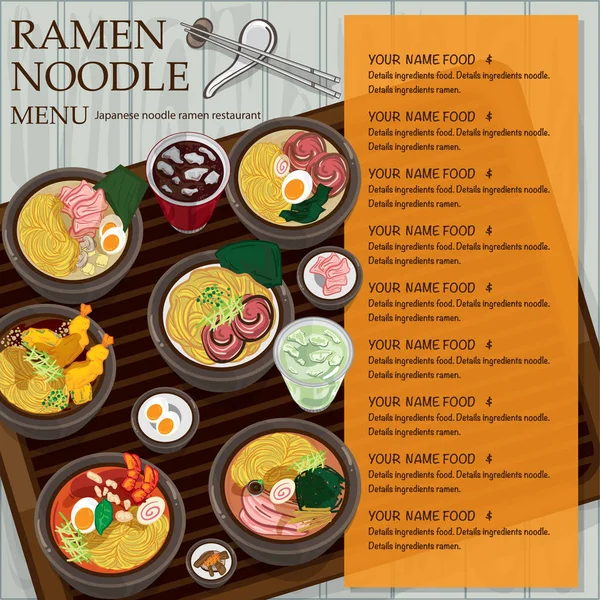 Menü Ramen Nudel Japanisch Essen Vorlage Design — Stockvektor