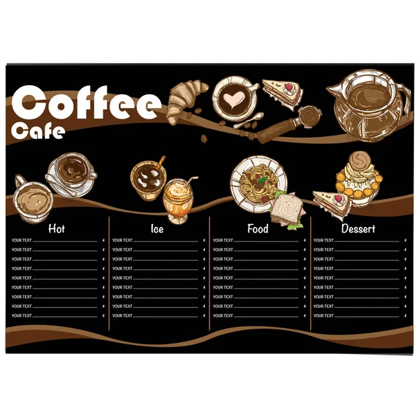 Menu Coffee Shop Cafe Restaurant Template Design Hand Drawing Graphic — Stock Vector