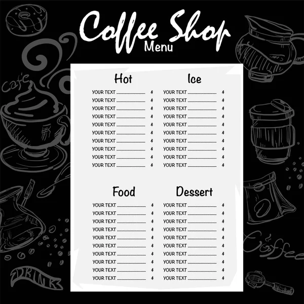 菜单咖啡店咖啡厅餐厅模板设计手绘图 — 图库矢量图片