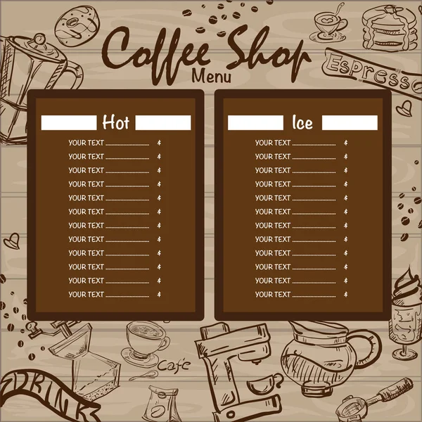 Menu Kawiarni Café Restaurant Szablon Projekt Ręka Graficzny — Wektor stockowy