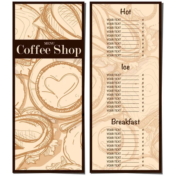 Menu Coffee Shop Cafe Restaurant Template Design Hand Drawing Graphic — Stock Vector