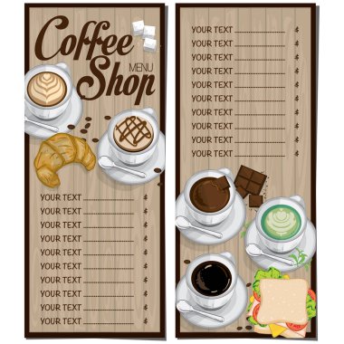 Menü kafe Cafe Restoran şablon tasarım el grafik çizimi
