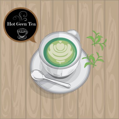 fincan sıcak yeşil çay grafiği