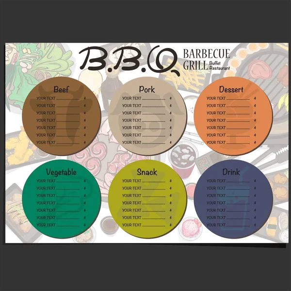 Menu Barbecue Grill Restaurant Modèle Design Objets Graphiques — Image vectorielle