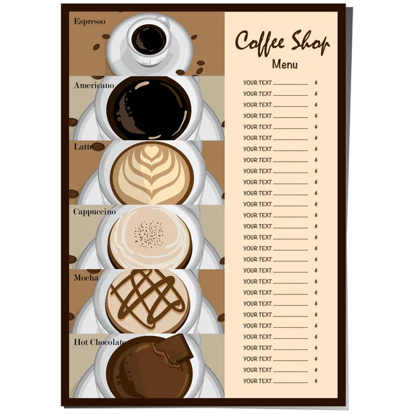 Menü Kahve Restoran Şablon Tasarım Grafik Çizimi — Stok Vektör