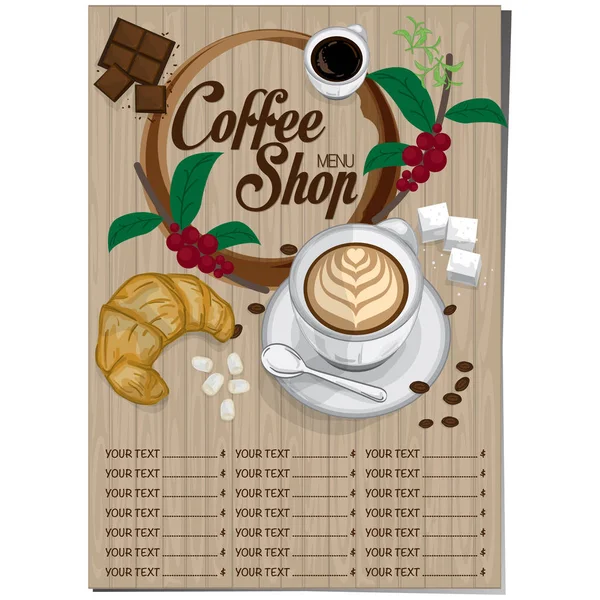 Menu Coffee Restaurant Template Design Hand Drawing Graphic — Stock Vector