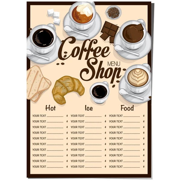 Menu Coffee Restaurant Template Design Hand Drawing Graphic — Stock Vector