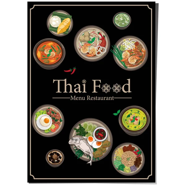 Menu Thai Food Design Template Gráfico — Vetor de Stock