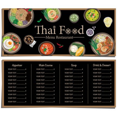 Menü Tay gıda tasarım şablonu grafik