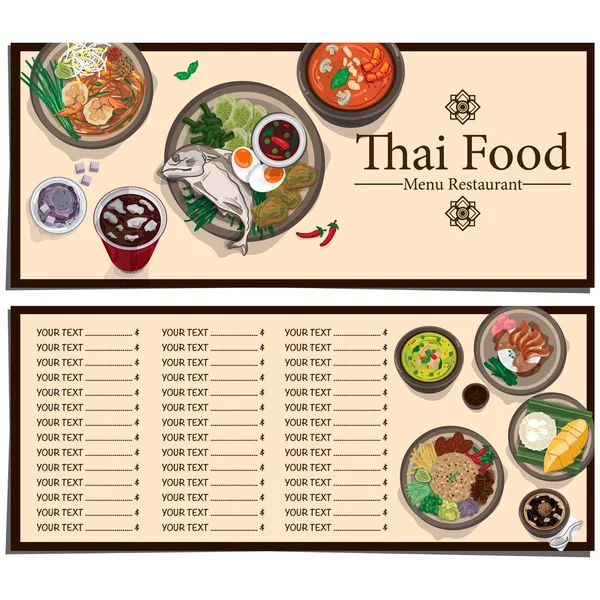Меню Тайський Дизайн Їжі Шаблон Графічний — стоковий вектор