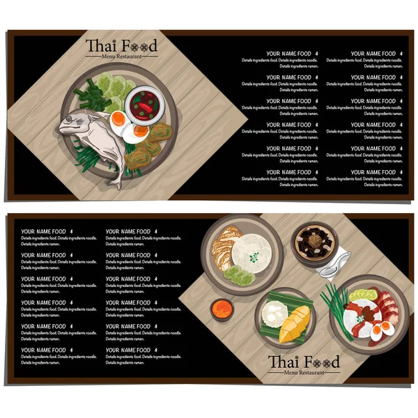 Menu Thai Modèle Conception Alimentaire Graphique — Image vectorielle
