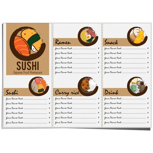 Menu Modèle Conception Sushi Alimentaire Japonais Graphique — Image vectorielle