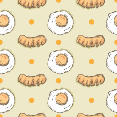 desen lokanta kızarmış yumurta grafik arka plan nesnelerine çizim sosis