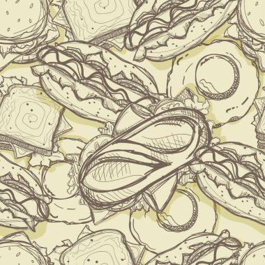 desen lokanta hamburger sosisli sandviç grafik arka plan nesnelerine çizim