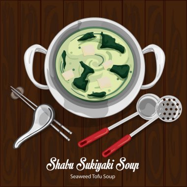 shabu sukiyaki deniz yosunu tofu çorbası illüstrasyon grafik nesneleri