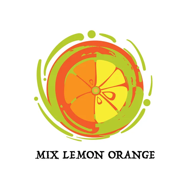 Mezcla Frutas Limón Naranja Elemento Gráfico Diseño Clave Icono Visual — Vector de stock