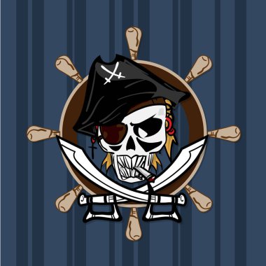 Kafatası grafik korsan çizgi film karakteri tasarlamak nesne 