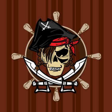 Kafatası grafik korsan çizgi film karakteri tasarlamak nesne 