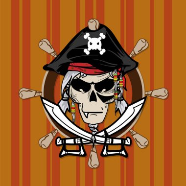 Kafatası grafik korsan çizgi film karakteri tasarlamak nesne 