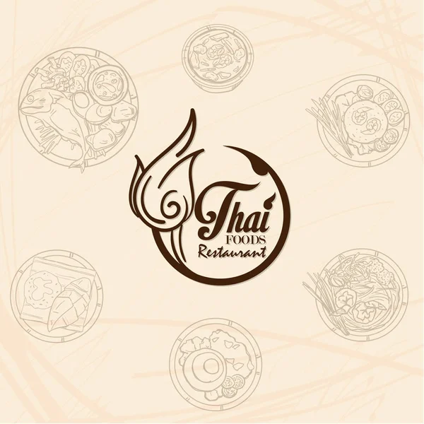 Comida Tailandesa Restaurante Logo Icono Gráfico — Vector de stock