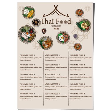Menü Tay gıda tasarım şablonu grafik 